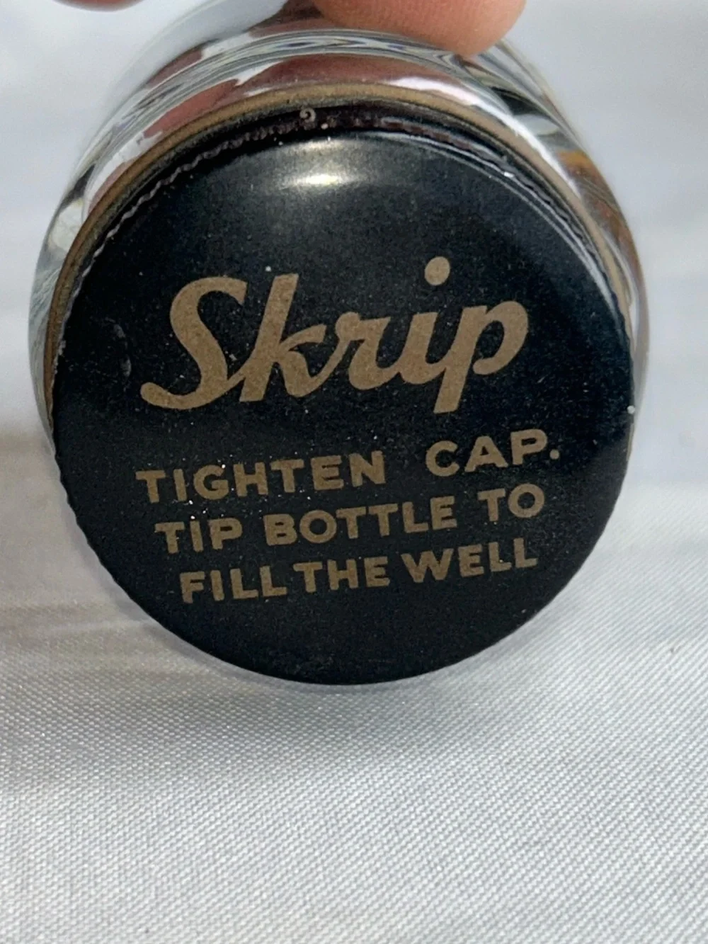 Vintage Ink well Ink jar with lid Schaefer Scrip permanent black ink antique